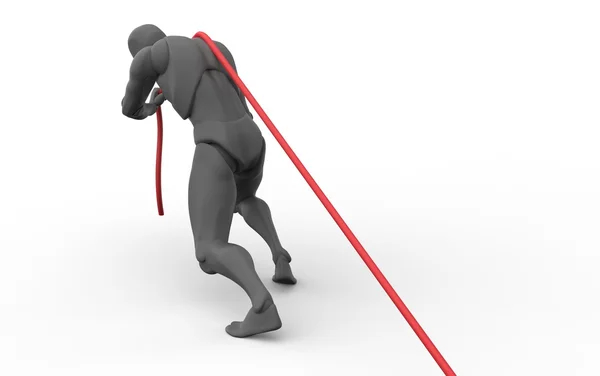 3D white human pull rope — Stock Photo, Image