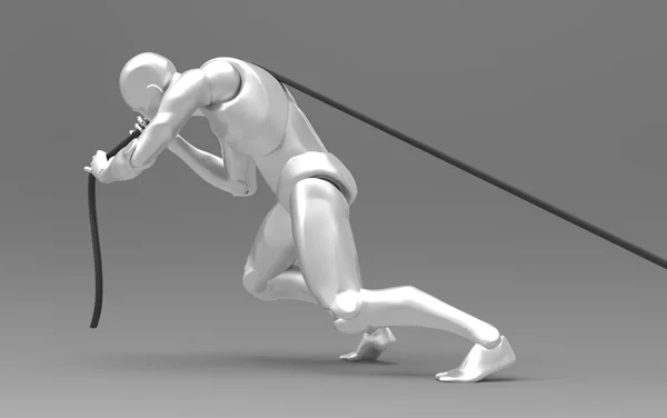 3D біла людська тягнуча мотузка — стокове фото