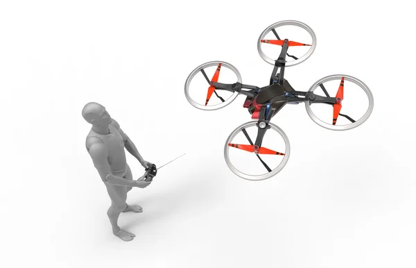 3D jogo humano com quadricóptero . — Fotografia de Stock