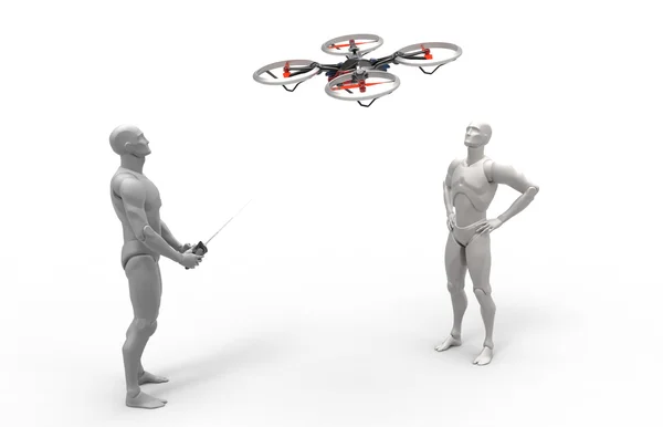 3D jogo humano com quadricóptero . — Fotografia de Stock