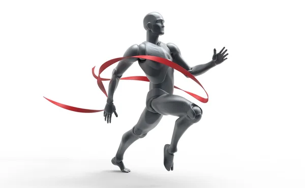 Красная линия бегущего человека — стоковое фото