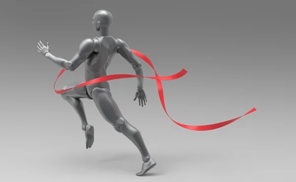 Красная линия бегущего человека — стоковое фото