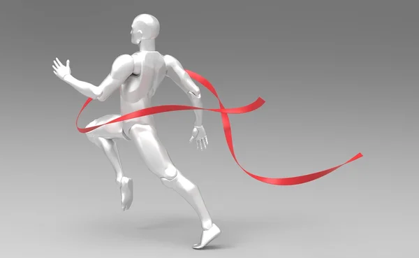 3D white lidský běh červená čára — Stock fotografie