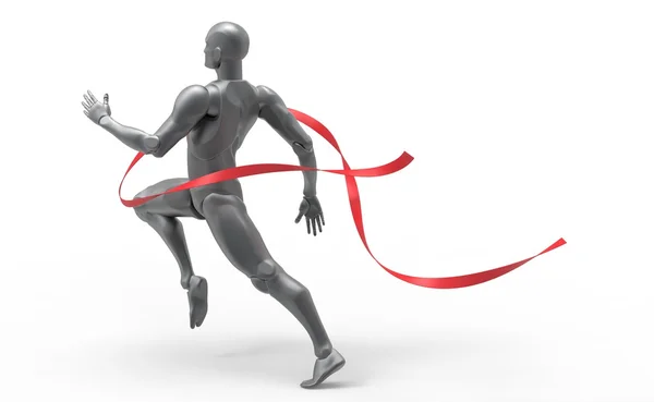 3D white human run red line — Stock Photo, Image