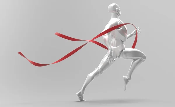 3D bianco umano correre linea rossa — Foto Stock