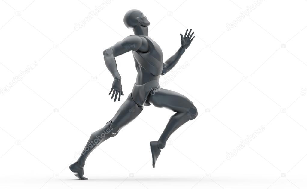 3D white human run