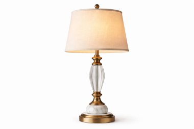 Cam tabanlı ve mermer aksanlı sofistike iç lamba.