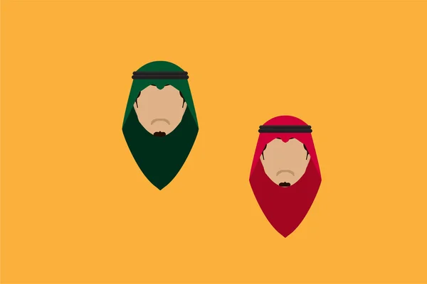 Ilustración vectorial, cabeza de personaje árabe saudí — Vector de stock