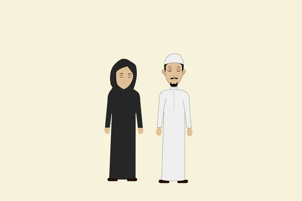 Personagem árabe masculino e feminino, lado da frente — Vetor de Stock