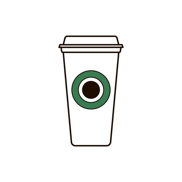Einfacher Cliparts Coffee Umriss Papier Einwegbecher Mit Logo Isoliert Auf — Stockvektor