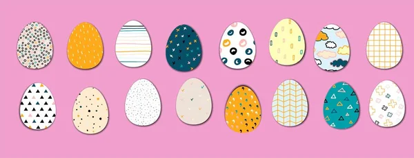 Paskalya Yumurtaları Skandinav Geometrik Süsü Mor Arka Planda Izole Edilmiş — Stok Vektör