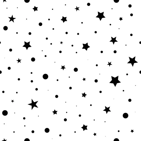 Patrón Abstracto Vectorial Sin Costura Estrella Estrellas Negras Aisladas Sobre — Vector de stock