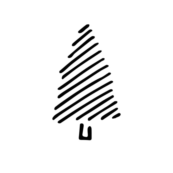 Vecteur Douillet Arbre Noël Doodle Sapin Dessiné Main Isolé Sur — Image vectorielle