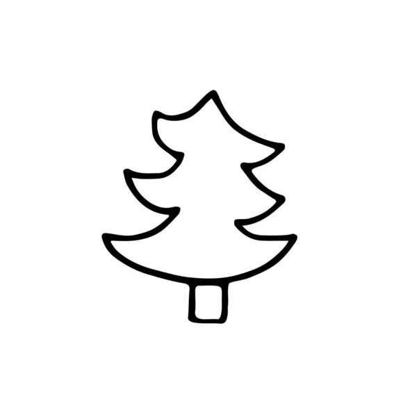 病媒舒适的涂鸦圣诞树 手绘冷杉树 白色背景隔离 斯堪的纳维亚针叶树的轮廓 新年快乐 圣诞快乐 节日庆祝的标志 喜庆可爱的标志 — 图库矢量图片