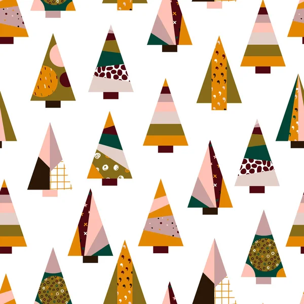 Cartone Animato Vettoriale Senza Soluzione Continuità Triangolare Albero Natale Abete — Vettoriale Stock