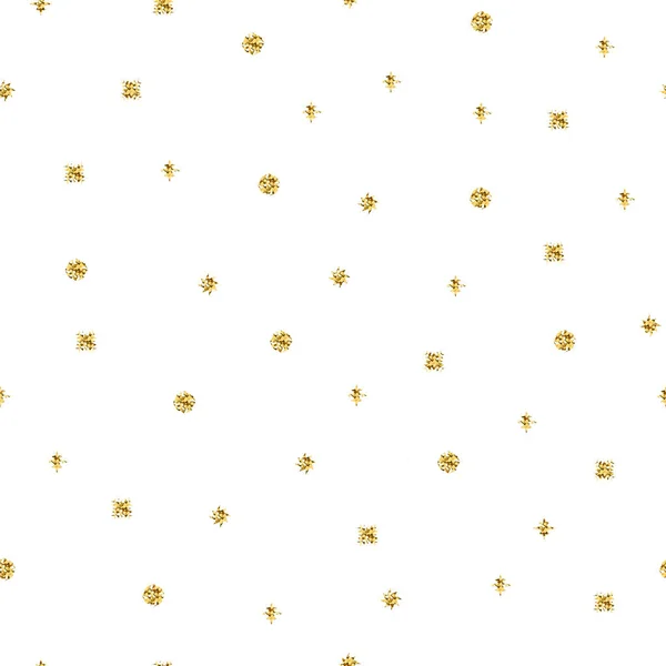 Seamless New Year Brilliant Glitter Pattern Gold Shiny Sparkles Stars — Stock Vector