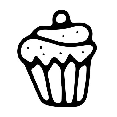 Kremalı çörekler. Beyaz arka planda izole edilmiş, el yapımı tatlı. Sevgililer Günü 'nün tatlı pişirme işareti, mutlu yıllar, kutlama, diyet günü yok, fırın. Vektör illüstrasyonu