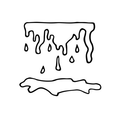 Damlayan karalama sıvısı. Beyaz arka planda izole edilmiş el yapımı su damlaları. Boya damlaları akıyor. Altında su birikintisi olan mürekkep damlaları. Cadılar Bayramı kan lekeleri. Vektör, hisse örneklemesini lekeliyor