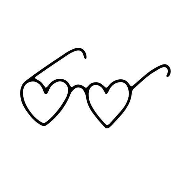 Doodle Gafas Forma Corazón Accesorio Lindo Dibujado Mano Aislado Sobre — Archivo Imágenes Vectoriales