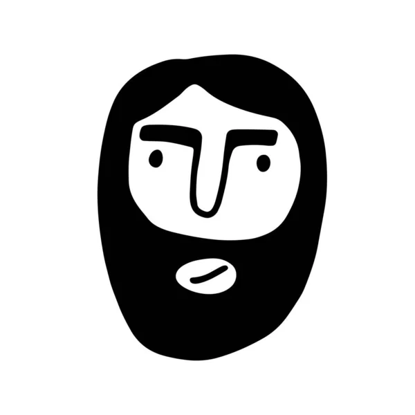 Мудрець Бородатий Обличчя Мальовані Вручну Контури Людини Ізольовані Білому Тлі — стоковий вектор