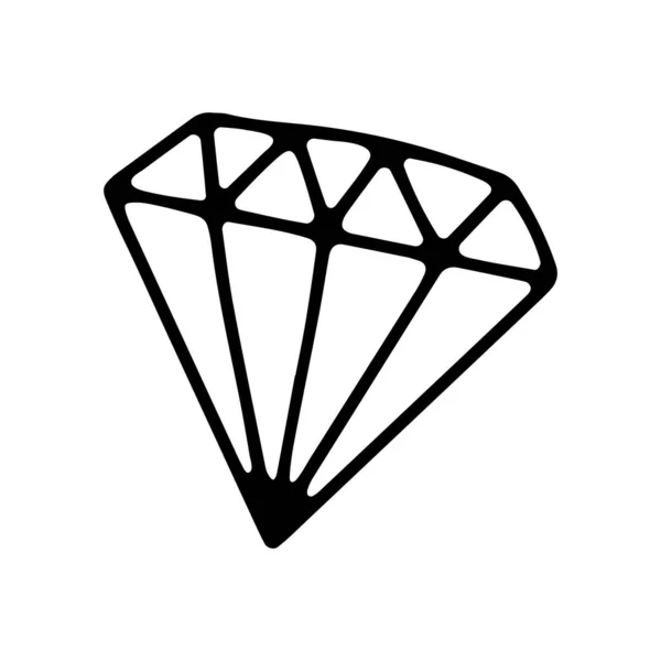 Doodle Diamant Een Met Hand Getekend Sieraad Briljant Edelsteen Geïsoleerd — Stockvector