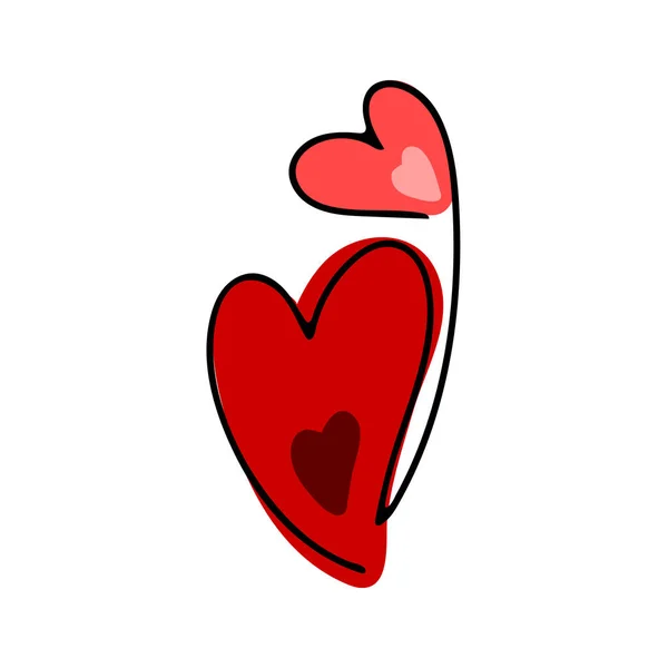 Doodle San Valentino Cuore Simbolo Amore Rosso Disegnato Mano Isolato — Vettoriale Stock