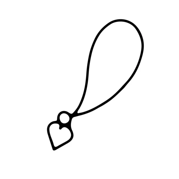 Colgante Forma Corazón Doodle Accesorio Lindo Dibujado Mano Aislado Sobre — Vector de stock
