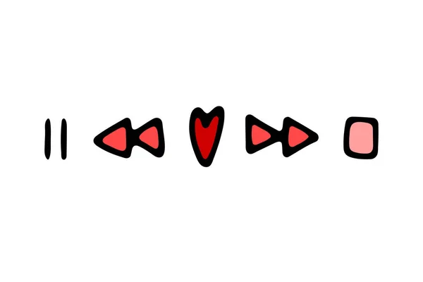 Doodle Saint Valentin Signe Musical Rouge Symbole Chanson Amour Dessiné — Image vectorielle