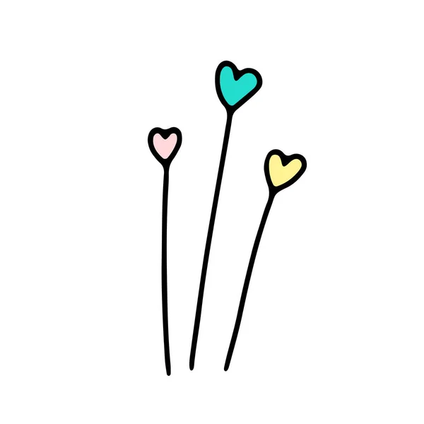 Doodle Godis Form Ett Hjärta Lollipop Stick Isolerad Vit Bakgrund — Stock vektor