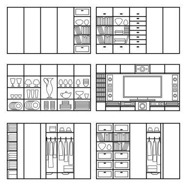 Icons set of furniture. clipart