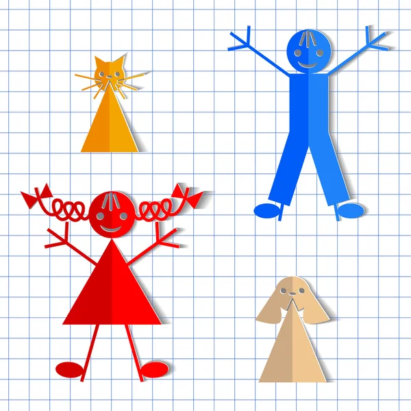 Çocuklar köpek ve kedi yavrusu.