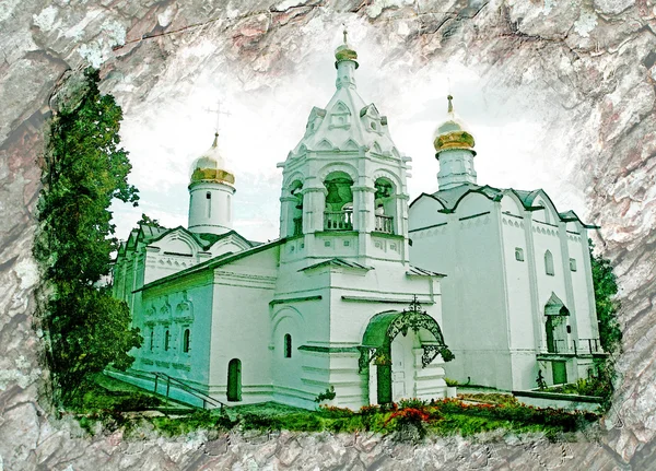 Pintura al óleo, la arquitectura cristiana en Rusia, la ciudad de Sergiev Posad — Foto de Stock