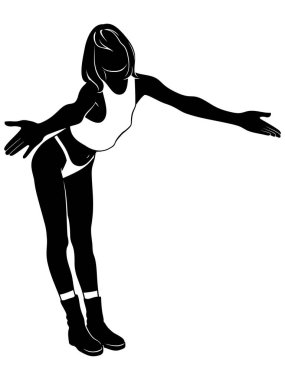 Dans Eden Kadın Hoş Geldiniz. Vektör silueti beyaz üzerine izole edildi.