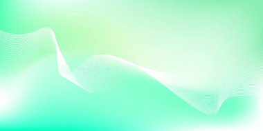 Abstract green and white gradient background with glowing wavy lines. Minimalist background for banners, posters, covers, brochures, flyers, and websites.