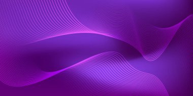 Yumuşak gradyan koyu mor soyut arkaplan ve dalgalı çizgiler. Pankart, poster, kapak, broşür, broşür, web sitesi için tasarım