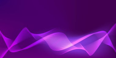 Yumuşak gradyan koyu mor soyut arkaplan ve dalgalı çizgiler. Pankart, poster, kapak, broşür, broşür, web sitesi için tasarım