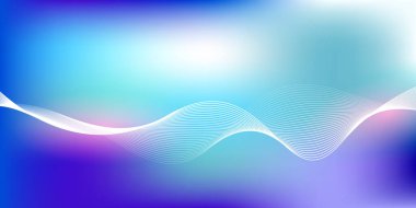 Parlak çizgi dalgalarıyla soyut mavi eğimli arkaplan. Pankart, poster, kapak, broşür, broşür, web sitesi için minimalist arkaplan