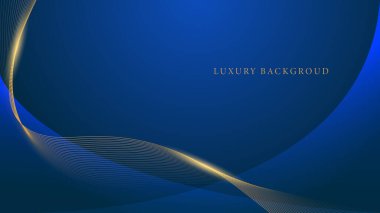 Parlak altın çizgileri olan soyut lüks mavi arka plan. Pankart, poster, ödül, adaylık, sunum için tasarım. Vektör illüstrasyonu.