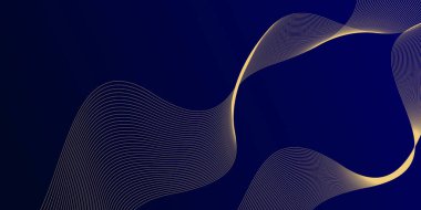 Derin mavi ve altın rengi soyut arka plan dinamik akış çizgileriyle