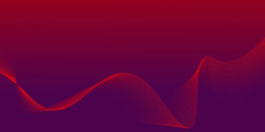 Soyut dalgalı dinamik çizgilere sahip mor ve kırmızı gradyan, afişler, posterler, sunumlar ve web siteleri için uygun fütüristik teknoloji teması.