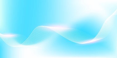Yumuşak mavi ve beyaz renklerin soyut arkaplanı ve akan dinamik çizgiler. Gelecekteki bilim teknolojisi temalı arka plan.