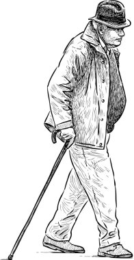 ihtiyar bir yürüyüş üzerinde