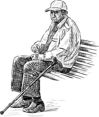 yaşlı adam parkta bankta