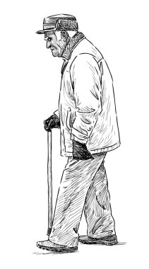 bir sopayla yaşlı adam