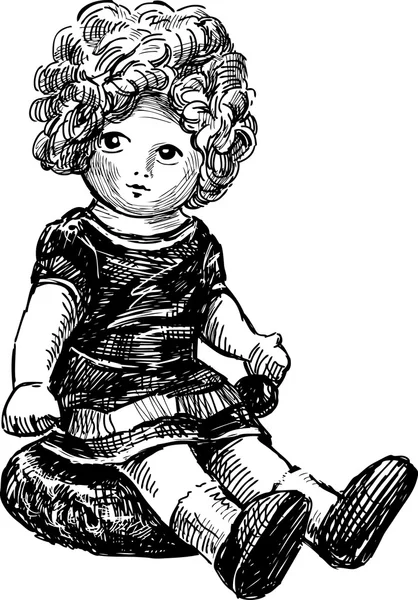 Παλιά κούκλα σκίτσο — Διανυσματικό Αρχείο