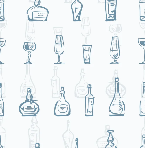 Patrón de botellas y vasos — Vector de stock