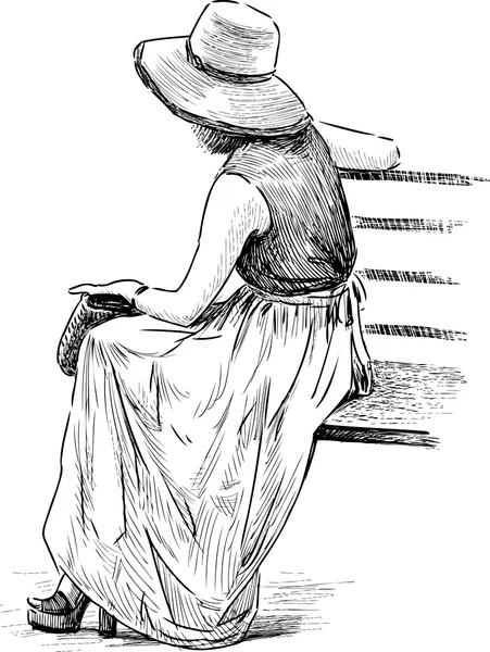 Senhora romântica no chapéu — Vetor de Stock