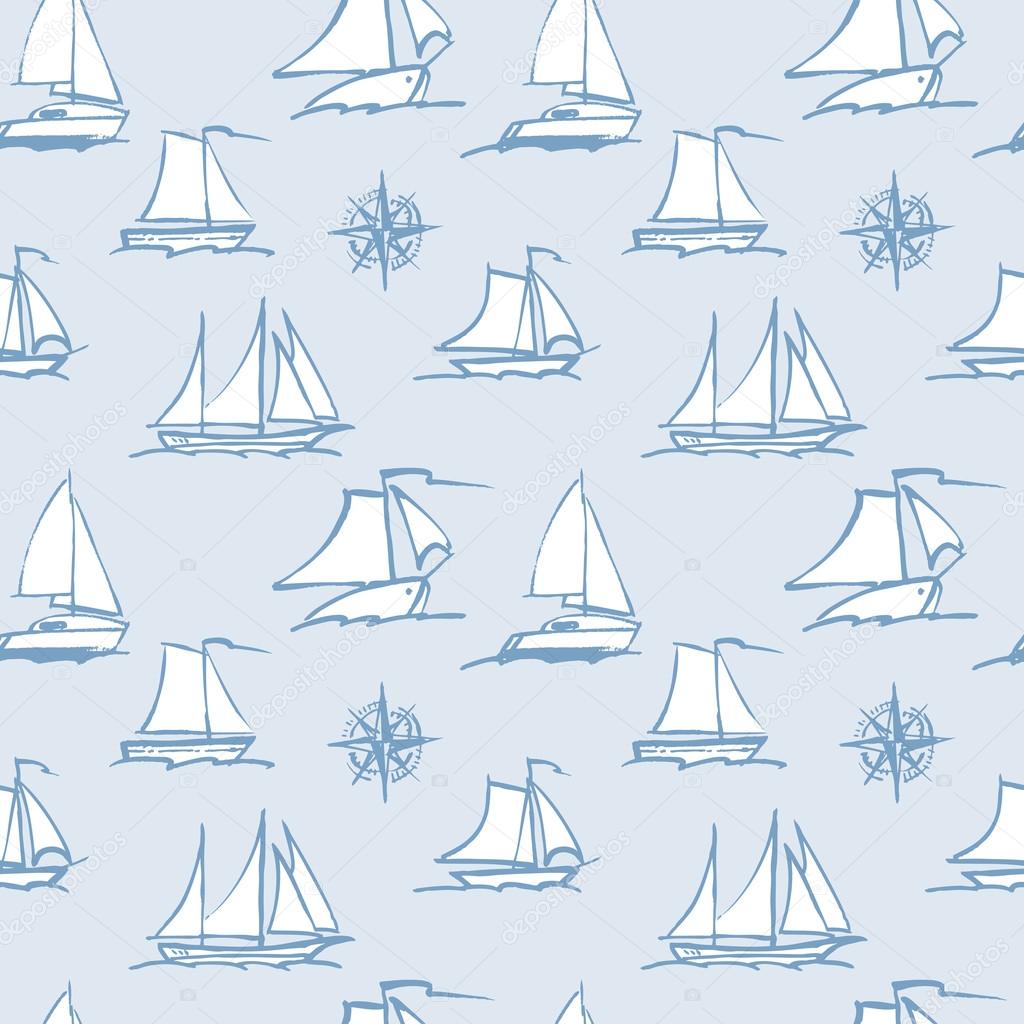 pattern of sailboats