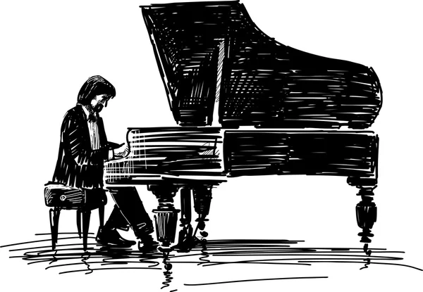 Pianiste au piano — Image vectorielle