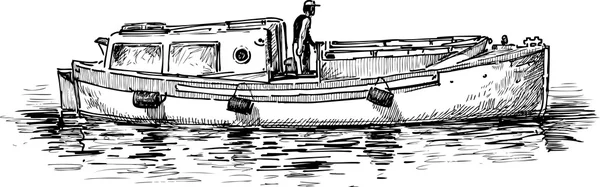 Motorboot auf dem Fluss — Stockvektor